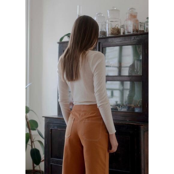 OhSevenDays Brown Copper High Waisted Pick Pocket Wide Leg Trousers Size XL - Picture 2 of 16